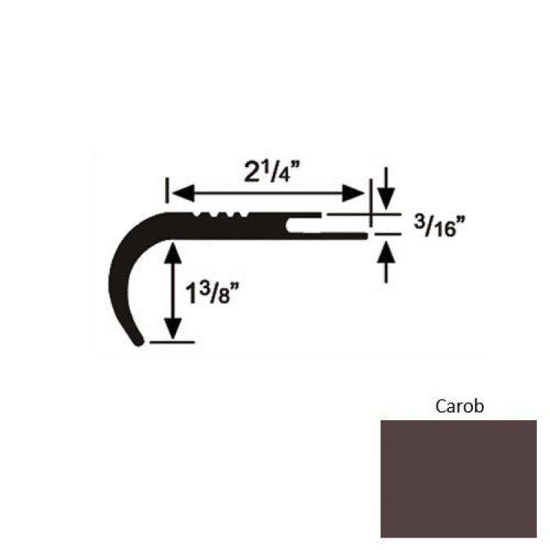 Solid 18 Carob Rubber Undercut Carpet Nosing (Rd) - 2 1/4" X 9 Ft (108")