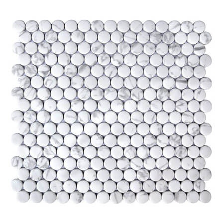 Endura Arabescato Glass Mosaic - Penny Round - Natural