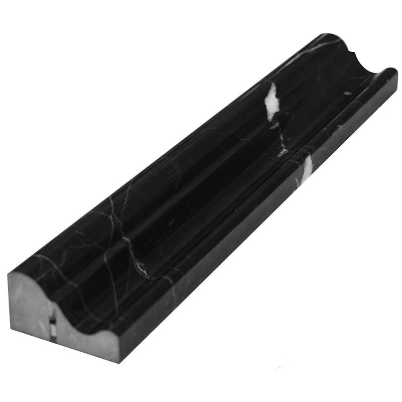 Nero Marquina Marble Liner - 2" X 12" Crown (Mercer) Molding