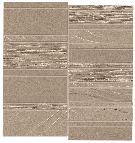 B Natural Ecru Ceramic Mosaic - Trace - Matte