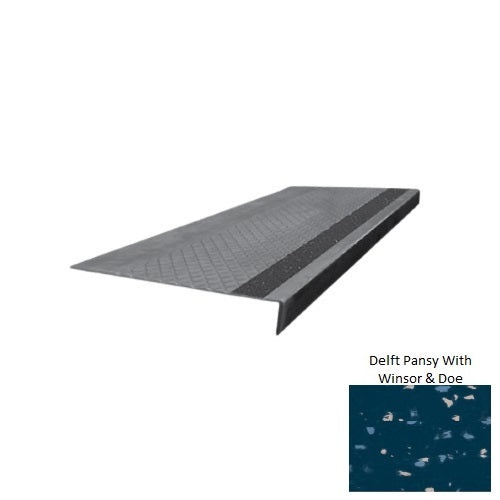 Spextones Delft Pansy With Winsor & Doe Type 675 With Flush Ribbed Insert Distinct Designs Rubber - 12" X 72" Stair Tread - Diamond Profile Design