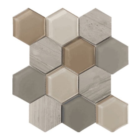 Metropolitan Dune Deco Stone & Glass Mosaic - Hexagon - Polished