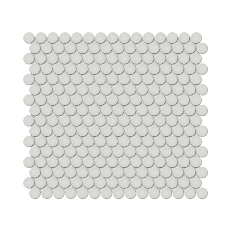 Soho Halo Grey Ceramic Mosaic - Penny Round - Glossy