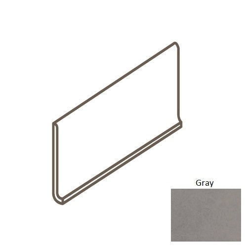Moroccan Concrete Gray Porcelain Cove Base, 6" x 12" Matte