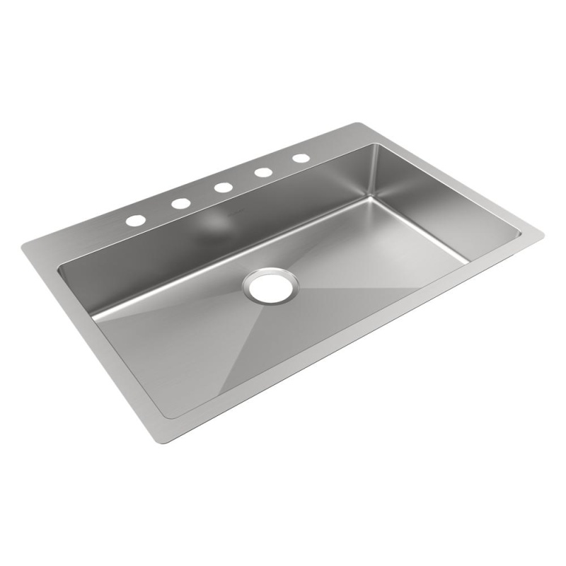 Ectsrsad3322605 Crosstown Stainless Steel Drop In Undermount Single Bowl Kitchen Sink - 33" X 22" X 6" With 5 Holes - Stainless Steel