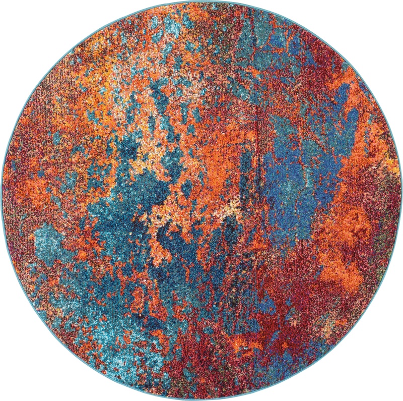 Celestial Ces08 Atlantic Polypropylene Modern Area Rug - 4 Ft X Round - Atlantic