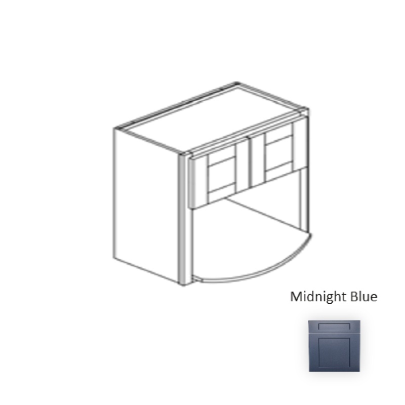 Mb.Wmc2730 Framed Shaker Signature Midnight Blue Natural Clear Coat Wood Kitchen Wall Cabinet - 27" X 30" X 12" - Natural Clear Coat