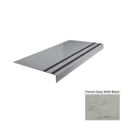 French Gray Rubber Stair Tread, 12 1/4" x 72"