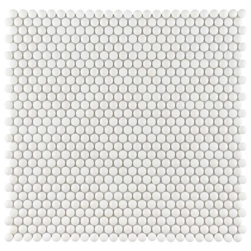 Expressions Button White Glass Mosaic - Penny Round - Mixed