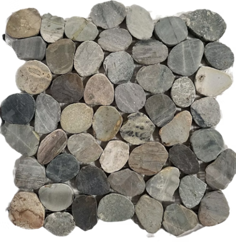 Fossil Blue Interlocking Pebble Mosaic - 12" X 12" - Honed