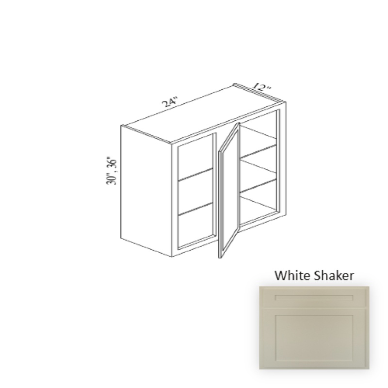 Wbc2430 White Shaker Wood Kitchen Corner Blind Base Cabinet - 24" X 30" X 12" (Assembly Required) - White Shaker