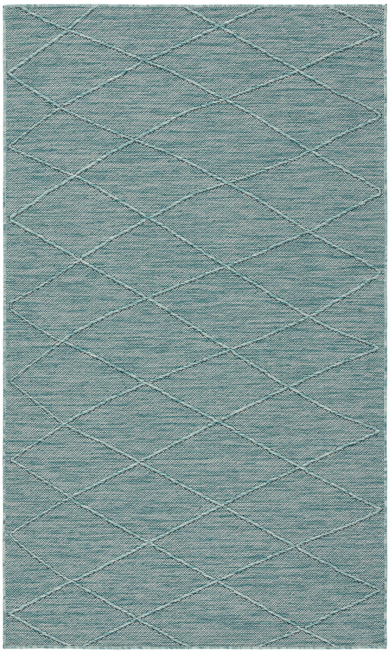 Aqua Polypropylene Modern Area Rug 3 Ft x 5 Ft