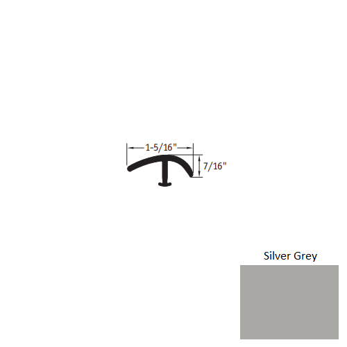 Johnsonite Silver Grey Vinyl Moulding / Trim - 1 5/16" X 12 Ft (144") X 1/2" - 3/8" Or 1/4" T Molding - T Molding
