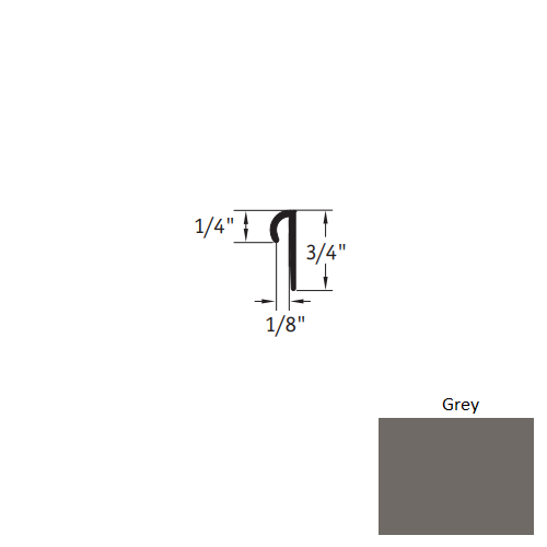Johnsonite Grey Vinyl Moulding / Trim - 1/8" X 12 Ft (144") Round Top Cove Cap - Round Top Cove Cap