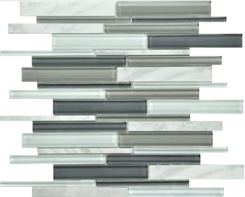 Icicle Interlocking Marble & Glass Mosaic – Linear
