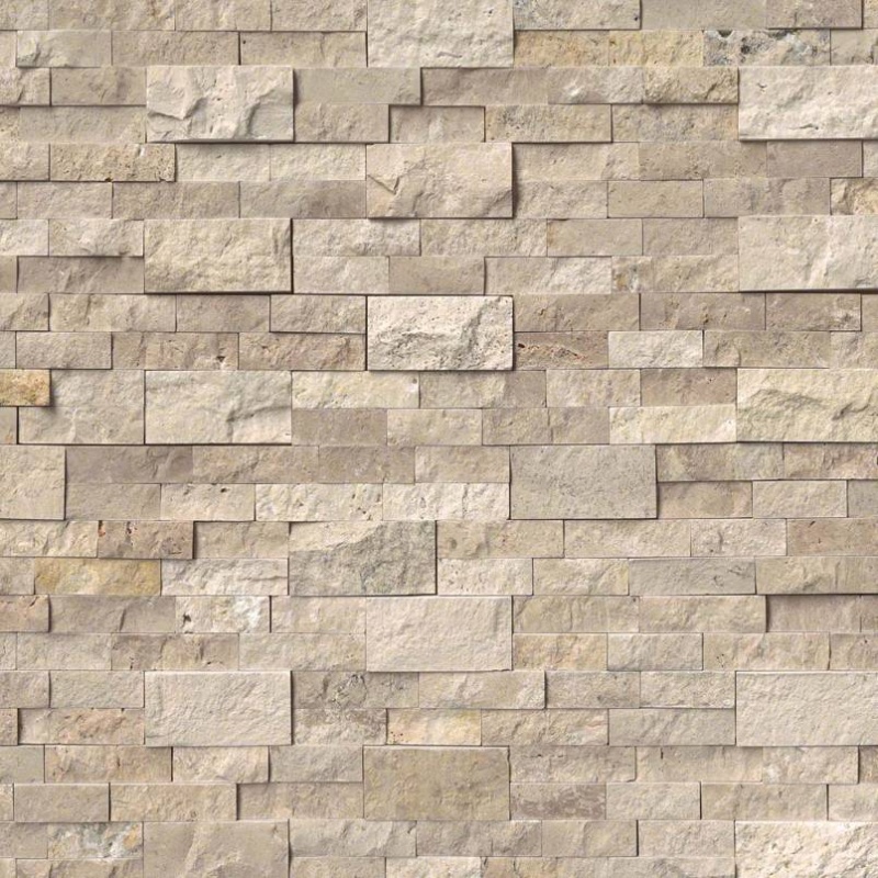 Rockmount Stacked Stone Panel Roman Beige Travertine Ledgestone - Split Face - 6" X 24"
