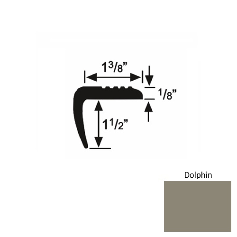 Roppe Solid 05 Dolphin Rubber Domestic Stair Nosing (Square), 1 3/8" x 9 Ft (108")