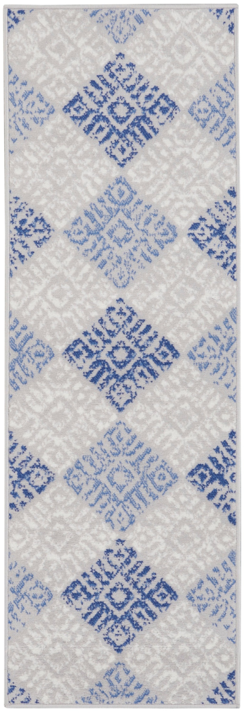Grey Blue Bohemian Area Rug Runner