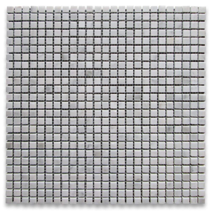 White Carrara Marble Mosaic - 3/8" x 3/8"