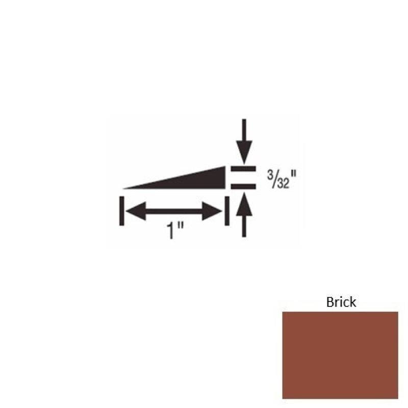 Solid 48 Brick Rubber Reducer Strip - 1" X 9 Ft (108") X 3/32"