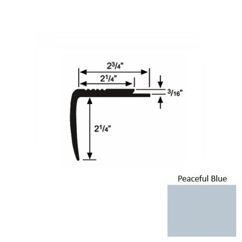 Solid M07 Peaceful Blue Rubber Modified Underlap Stair Nosing