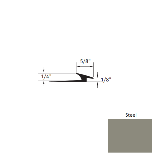 Johnsonite Steel Vinyl Moulding / Trim - 5/8" X 12 Ft (144") X 1/4" - 1/8" Slim Line Transition - Slim Line Transition