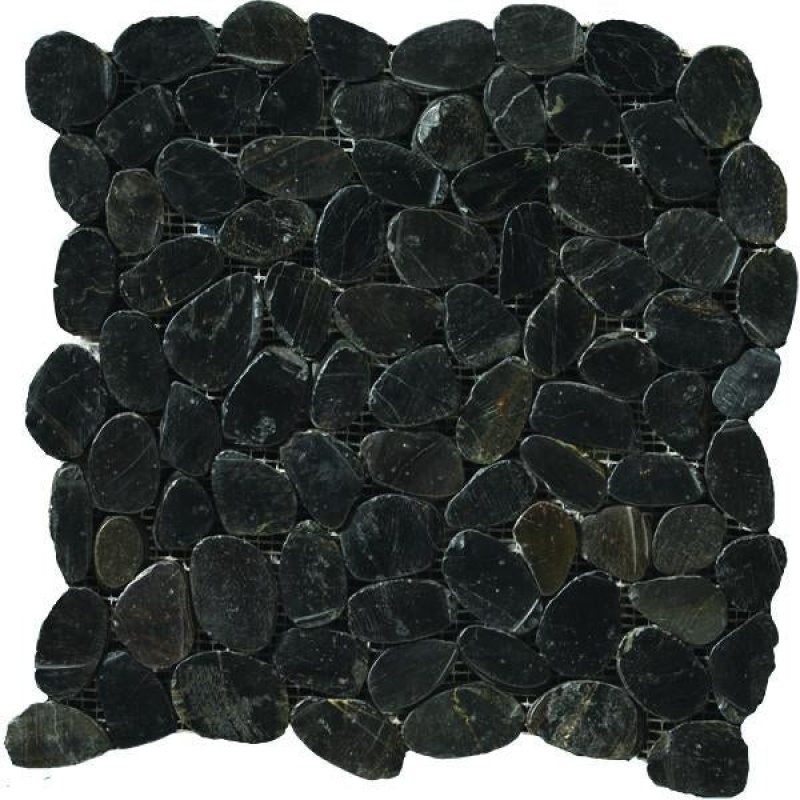 Rivera Black Pebble Mosaic - 12" X 12" - Honed