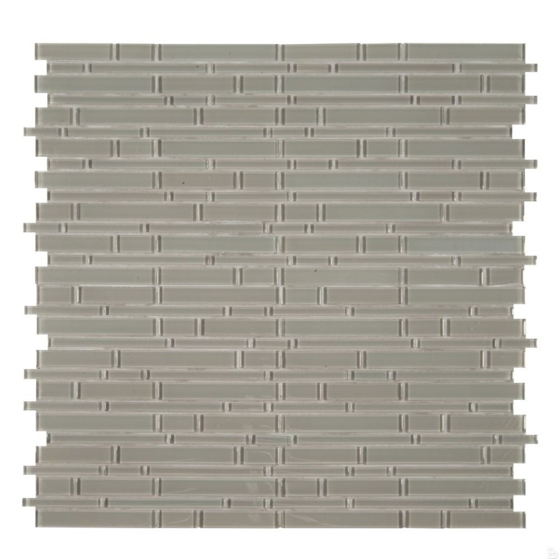 Pebble Gray Glass Mosaic - Linear - Glossy