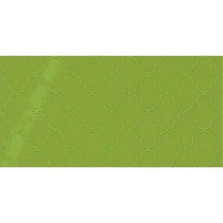 Showscape Vivid Green Arabesque Pattern Ceramic Tile - Gloss Textured - 12" X 24"