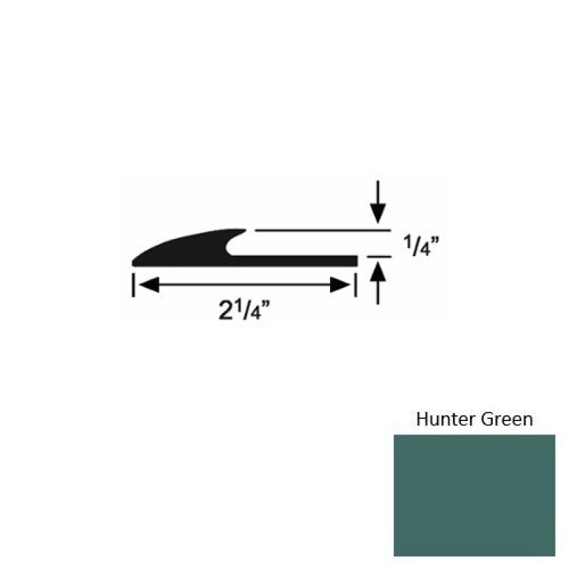 Solid 38 Hunter Green Rubber Glue Down Carpet Edge - 2 1/4" X 9 Ft (108") X 1/4"
