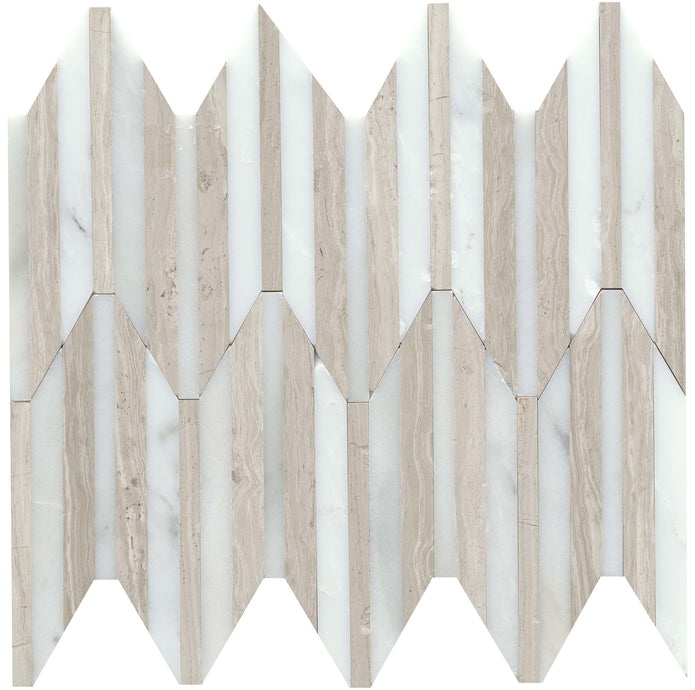 Bizou White / Cream Marble Mosaic - Peak - Polished