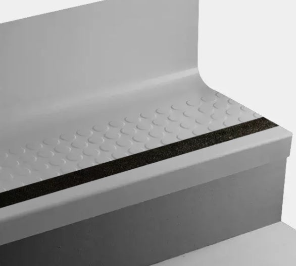 Colonial Grey Raised Round Rubber Stair Tread with Riser