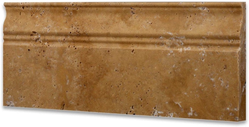 Golden Sienna Travertine Baseboard - 5" X 12" - Unfilled & Honed