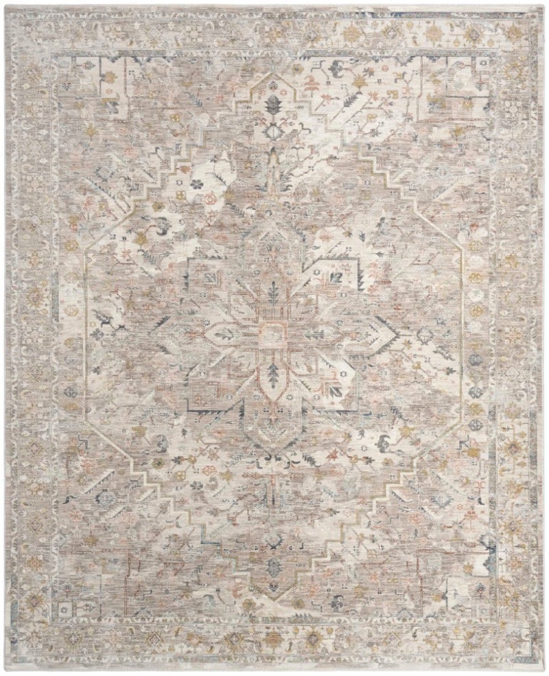 Antique Fusion Ivory Multicolor Anf02 Polyester Traditional Area Rug - 5 Ft X 8 Ft - Ivory Multicolor