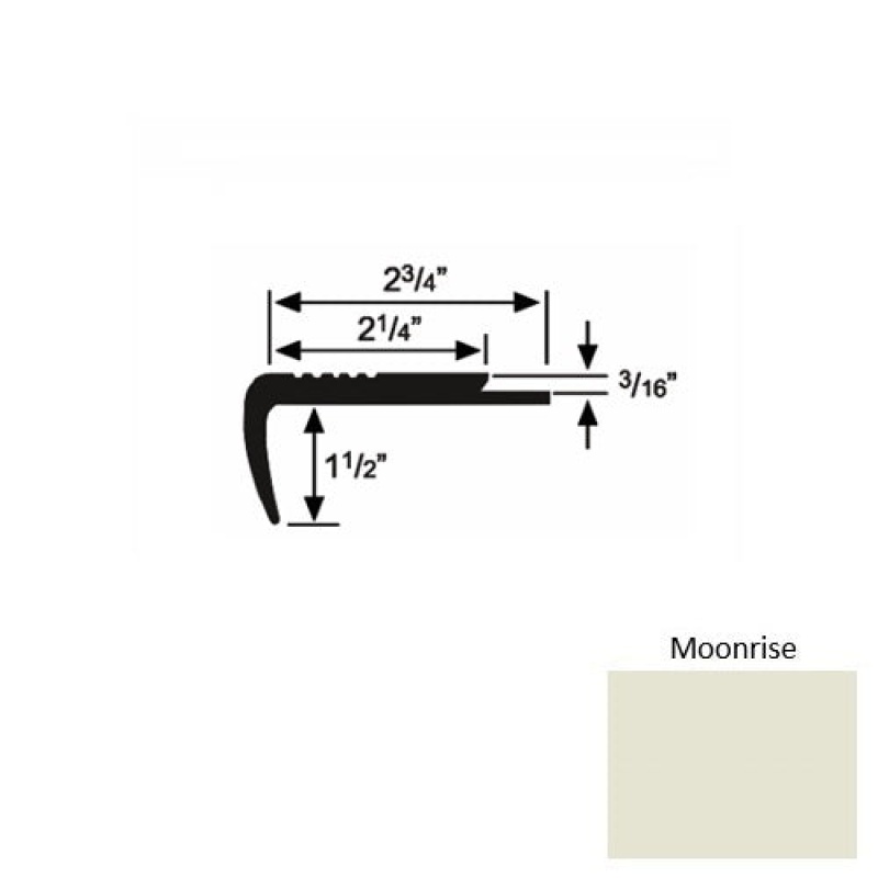 Solid 07 Moonrise Rubber Underlap Carpet Stair Nosing