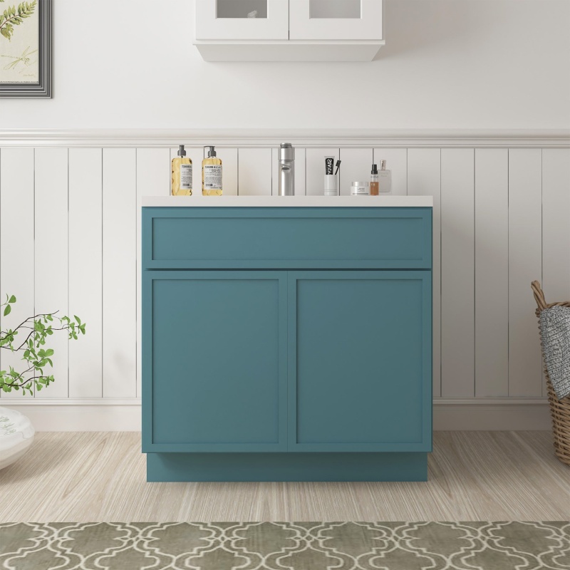 Vanity Art Green Solid Wood Bathroom Cabinet