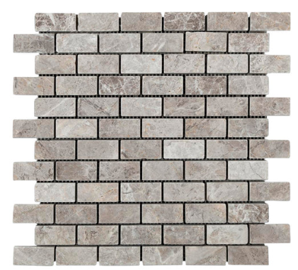 Tundra Gray Marble Mosaic - 1" X 2" Brick