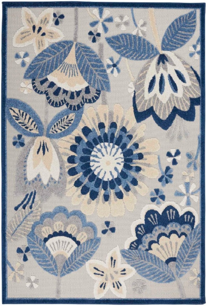 Aloha Blue Grey Alh25 Polypropylene & Polyester Contemporary Area Rug - 5 Ft X 8 Ft - Blue Grey