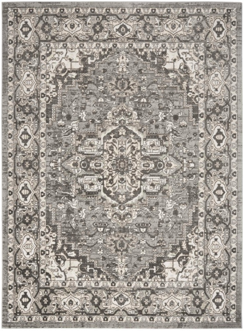 Quarry Grey Qua05 Polypropylene & Polyester Bohemian Area Rug - 6 Ft X 9 Ft - Grey