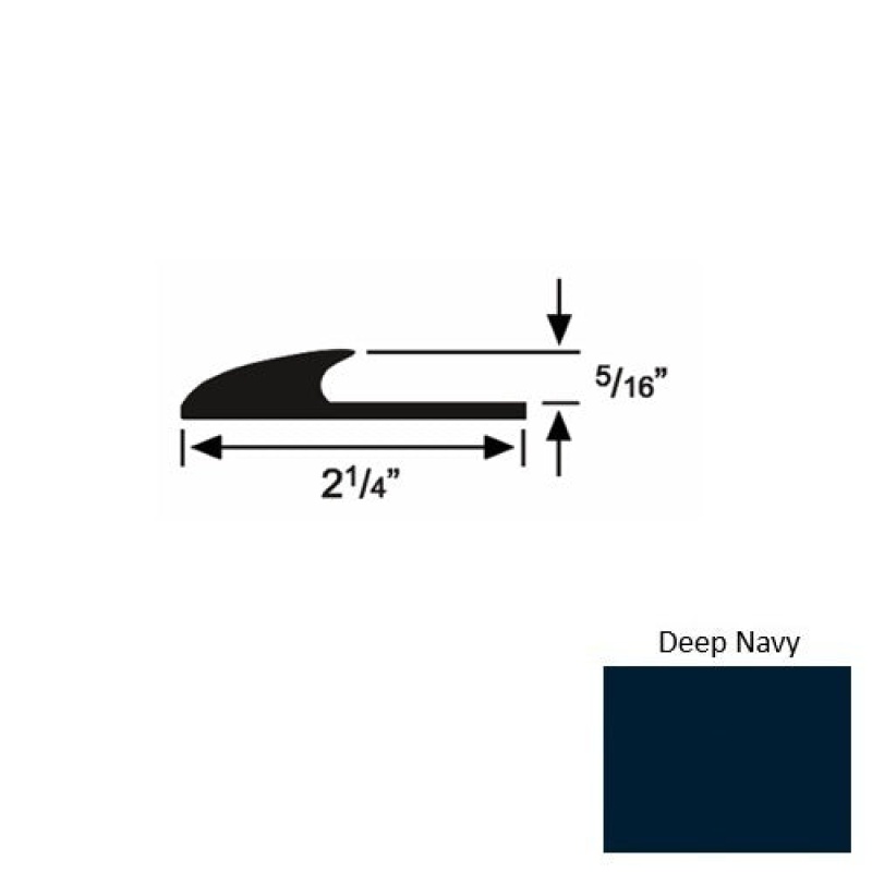 Solid 39 Deep Navy Rubber Glue Down Carpet Edge - 2 1/4" X 9 Ft (108") X 5/16"
