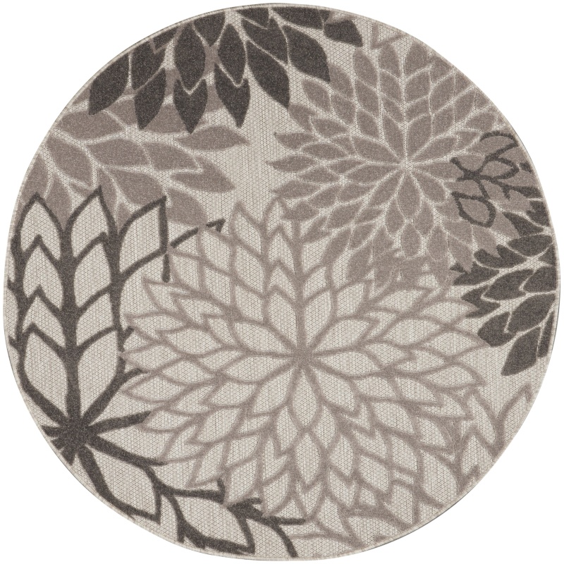 Aloha Alh05 Silver Grey Polypropylene Tropical Area Rug