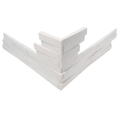 Evolution Alabaster Marble Interwoven Corner - Bush Hammered - 5 7/8" x 24 3/8"