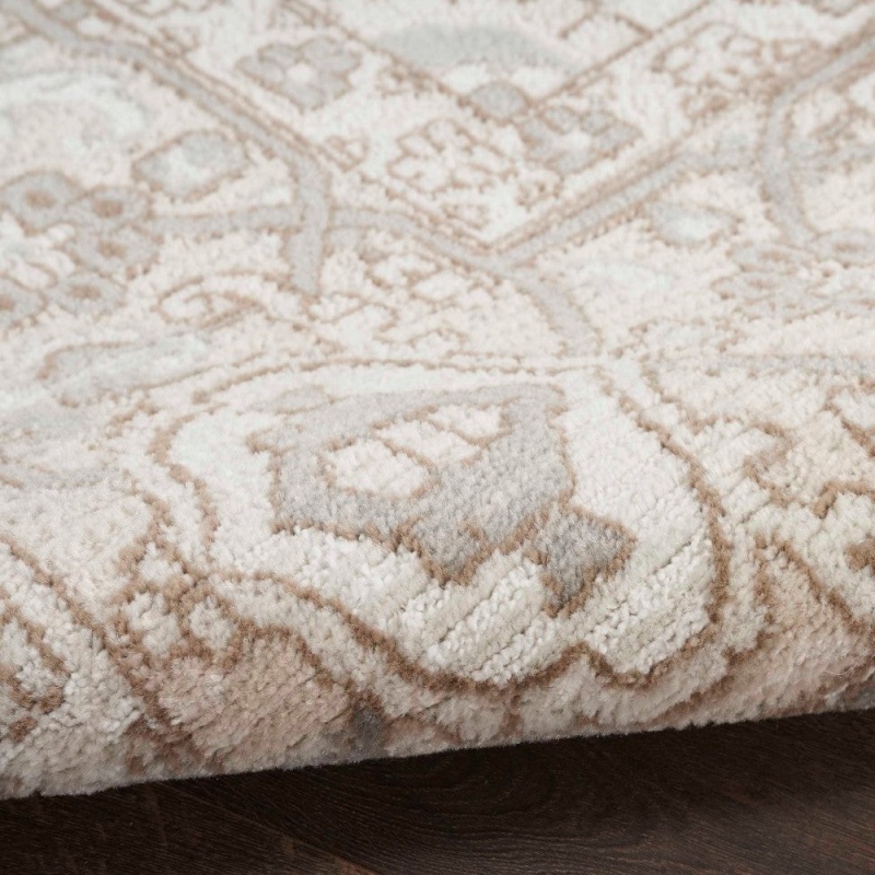 Quarry Beige Qua05 Polypropylene & Polyester Bohemian Area Rug - 5 Ft X Round - Beige