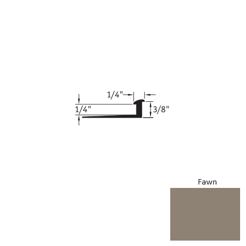 Johnsonite Fawn Vinyl Moulding / Trim - 1/4" X 12 Ft (144") X 3/8" - 1/4" Slim Line Transition - Slim Line Transition
