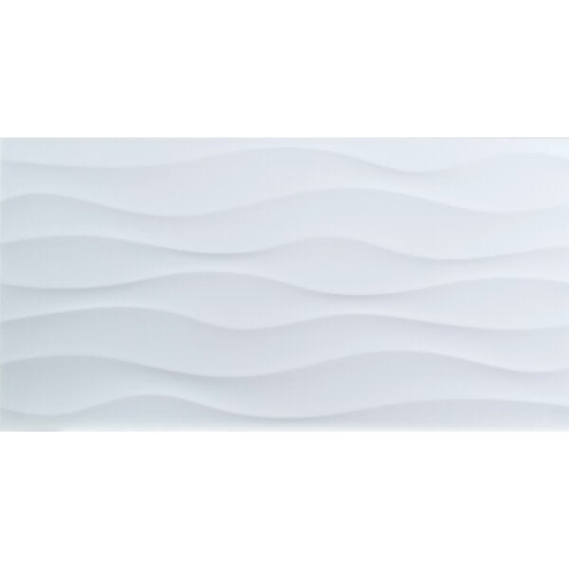 Dymo Wavy White Ceramic Tile - Glossy - 12" X 24"