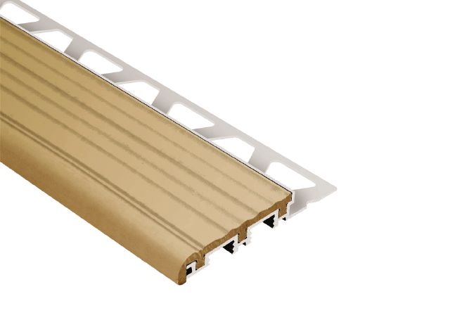 Trep B Stair Nose Metal Tile Edging Trim - Aluminum With Light Beige Insert