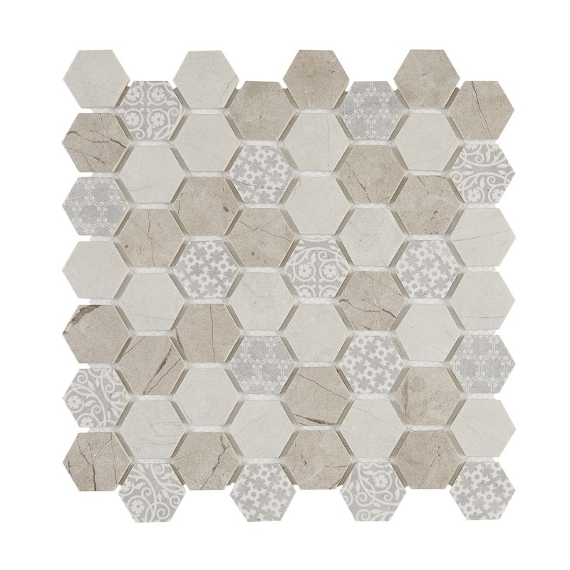 Artisan Grigio Blend Glass Mosaic - 1.5" Hexagon - Matte