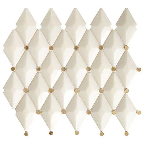 Castellina White & Brass Mixed Mosaic - Harlequin - Polished, Per Pack: 9.7 Enter Quantity In Sqft