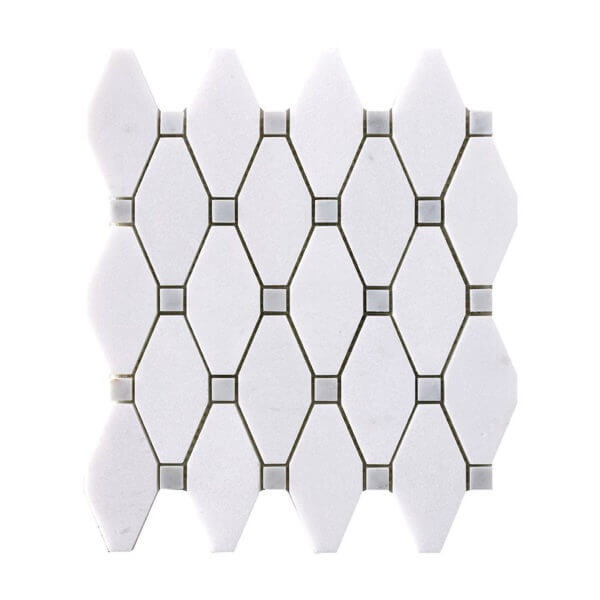 Thassos & Carrara Frame Marble Mosaic - Elongated Hexagon - Natural