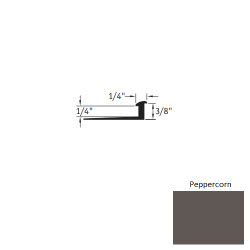 Johnsonite Peppercorn Vinyl Moulding / Trim - 1/4" X 12 Ft (144") X 3/8" - 1/4" Slim Line Transition - Slim Line Transition